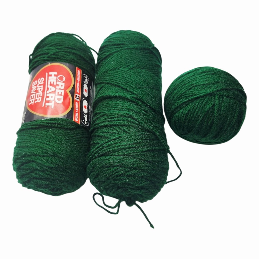 Red Heart Super Saver Yarn Hunter Green Lot Worsted Acrylic Crochet Knit